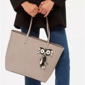 Kate Spade large owl taupe/grey tote